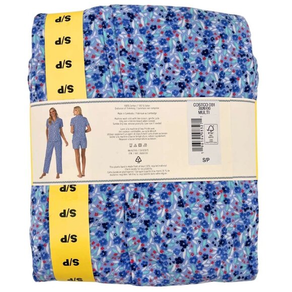 Jane And Bleecker Women's Purple Floral Pyjama Set: 3 Pieces / Various Sizes - Picture 2 of 2